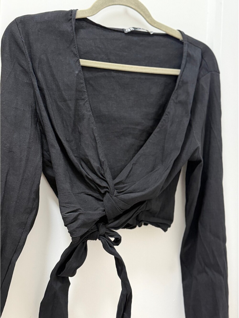 Zara Cross Over Tie Bow Long Sleeve